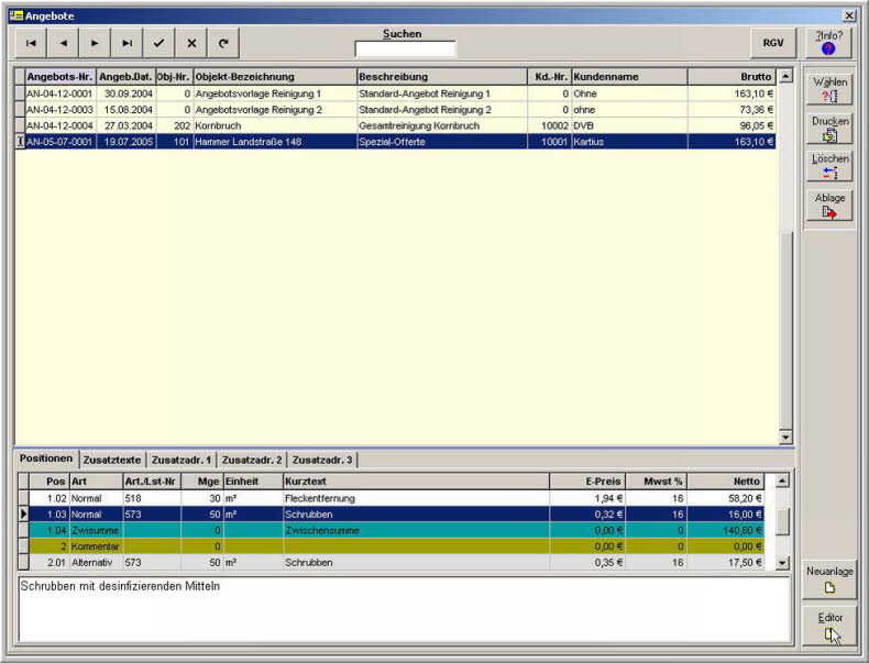 Angebote Positionen