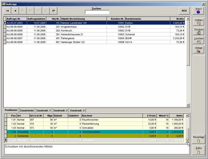 Auftrag Positionen