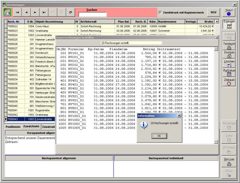 Rechnungen erstellt